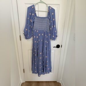 Free People Dahlia Lavender / Blue Floral Long Sleeve Dress